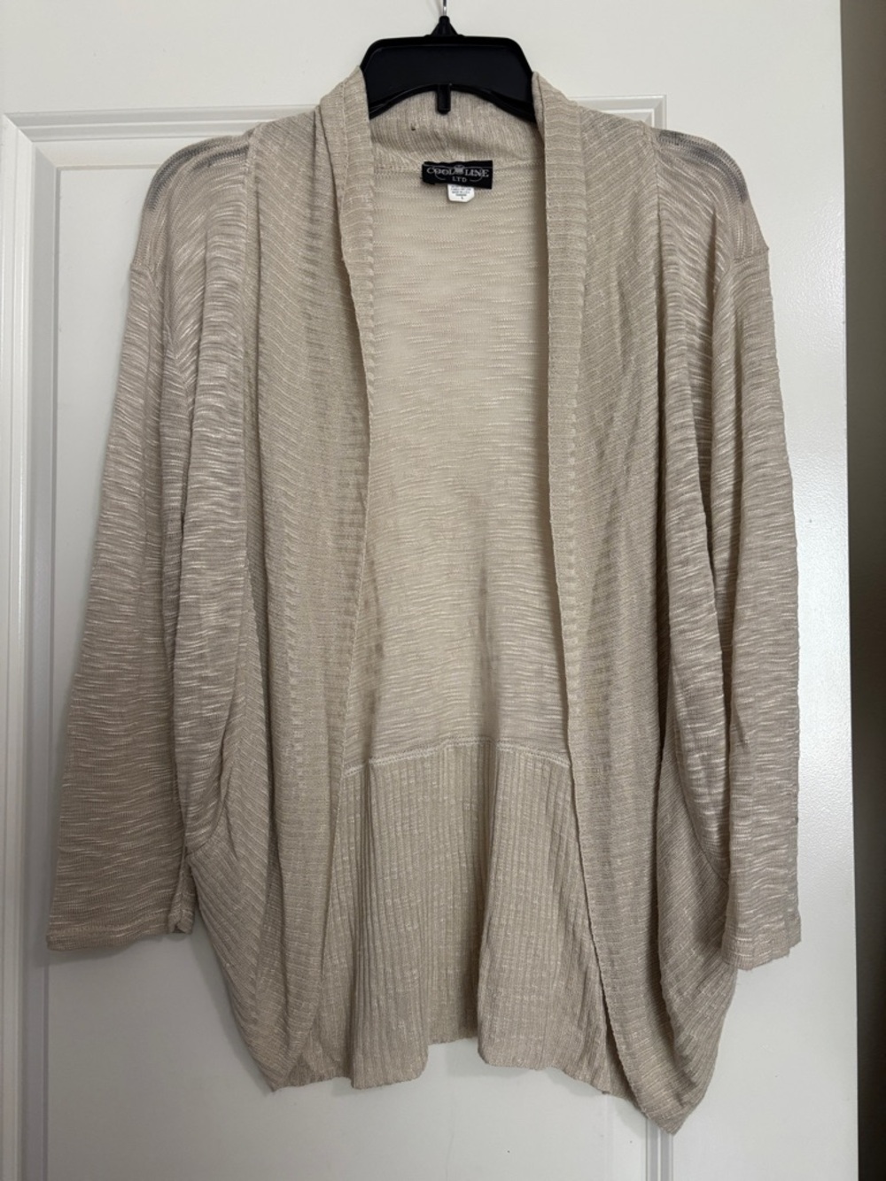 Cool Line LTD Beige Open-Front Lightweight Cardigan